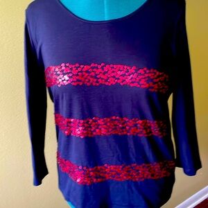 Talbots tshirt with heart sequins on the front.